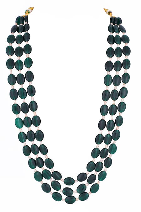 Shop Riana Jewellery Green Beads Embellished Necklace at Aza Fashions Shop_Riana Jewellery_Green Beads Embellished Necklace _at_Aza_Fashions