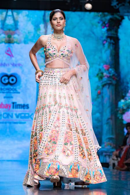 Riana Jewellery_Green Pearls, Stones Floral Cutwork Embellished Bridal Necklace Set _Online_at_Aza_Fashions