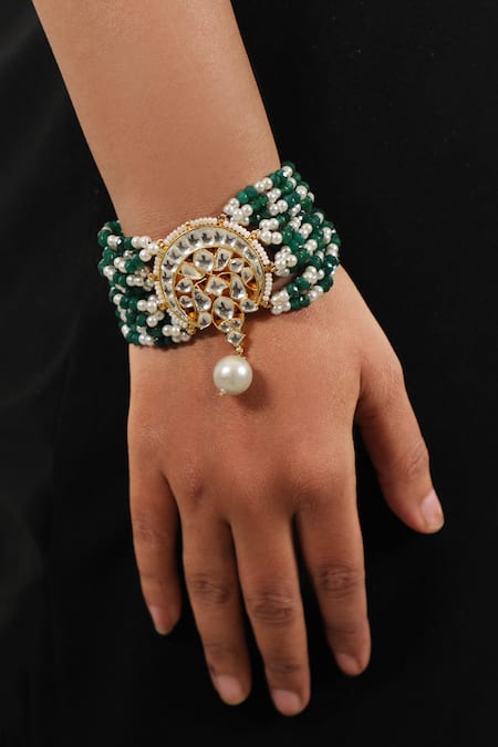 Riana Jewellery Floral Cutwork Pearl Work Bracelet 