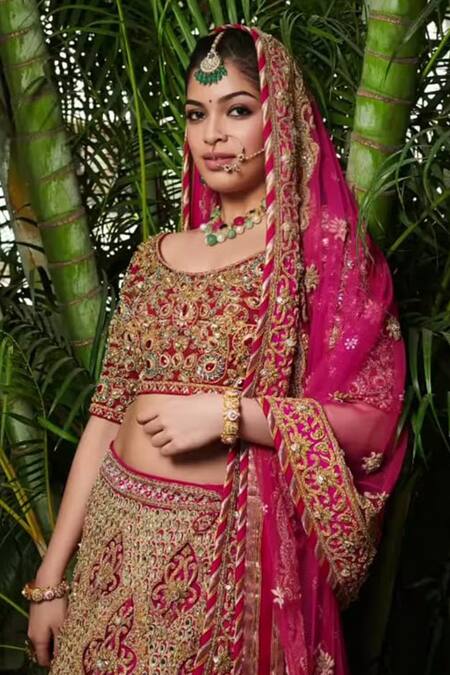 Shop_Riana Jewellery_Pink Stones Floral Meenakari Bangle _Online_at_Aza_Fashions