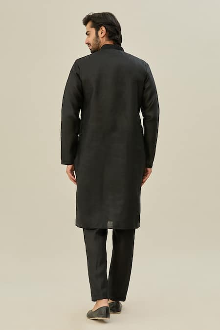 Shop Arihant Rai Sinha Black Linen, Cotton Plain Straight Kurta at Aza Fashions Shop_Arihant Rai Sinha_Black Linen, Cotton Plain Straight Kurta _at_Aza_Fashions
