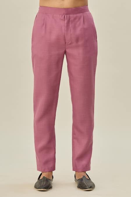 Arihant Rai Sinha Pink Linen, Cotton Plain Kurta And Pant Set at Aza Fashions Arihant Rai Sinha_Pink Linen, Cotton Plain Kurta And Pant Set _at_Aza_Fashions