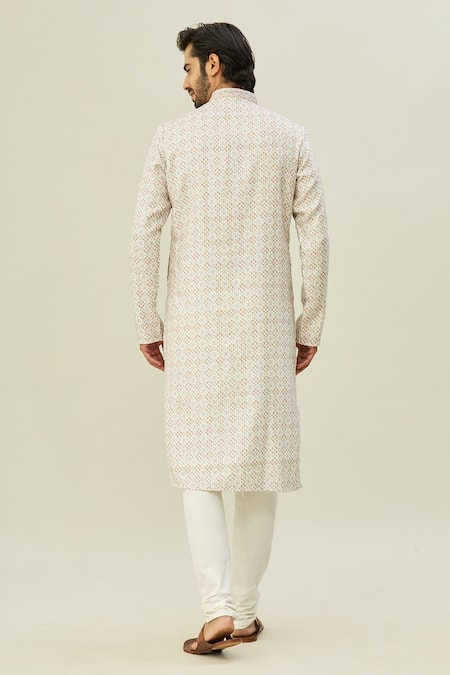 Shop Arihant Rai Sinha Brown Cotton Embroidery Floral Print Kurta at Aza Fashions Shop_Arihant Rai Sinha_Brown Cotton Embroidery Floral Print Kurta _at_Aza_Fashions