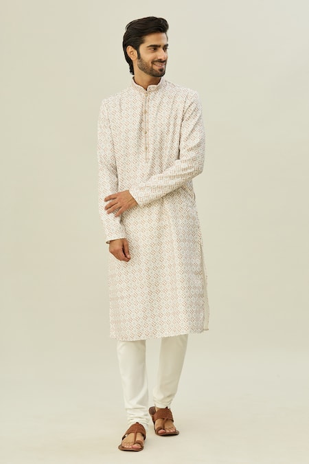 Buy Arihant Rai Sinha Brown Cotton Embroidery Floral Print Kurta Online at Aza Fashions Buy_Arihant Rai Sinha_Brown Cotton Embroidery Floral Print Kurta _Online_at_Aza_Fashions