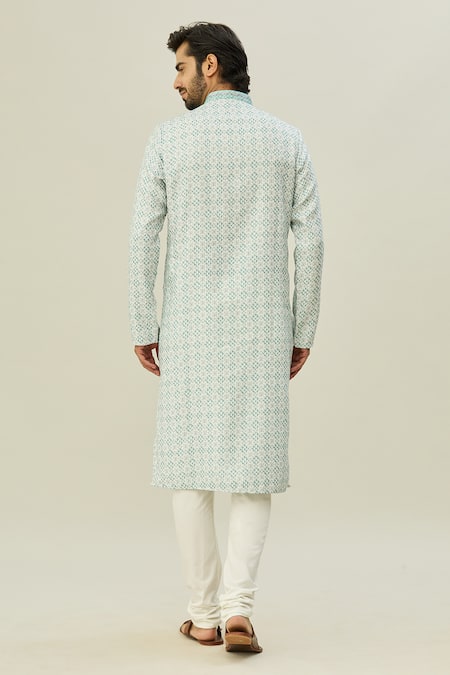 Shop Arihant Rai Sinha Green Cotton, Polyester Floral Pattern Kurta at Aza Fashions Shop_Arihant Rai Sinha_Green Cotton, Polyester Floral Pattern Kurta _at_Aza_Fashions