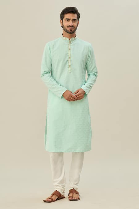 Arihant Rai Sinha Green Jacquard, Chanderi Diamond Woven Kurta Set 