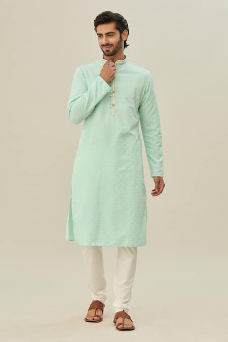 Buy_Arihant Rai Sinha_Green Jacquard, Chanderi Diamond Woven Kurta Set _Online_at_Aza_Fashions