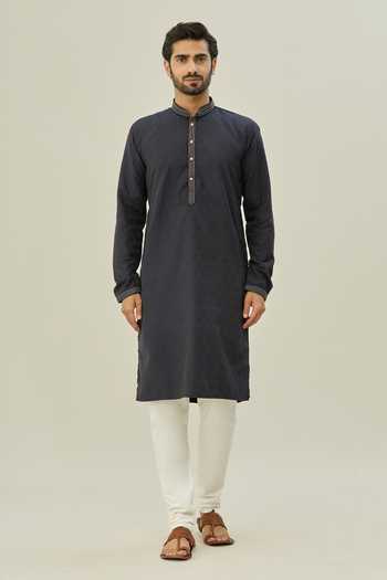 Arihant Rai Sinha Blue Jacquard, Silk Embroidery Diamond Pattern Kurta Set Online at Aza Fashions Arihant Rai Sinha_Blue Jacquard, Silk Embroidery Diamond Pattern Kurta Set _Online_at_Aza_Fashions