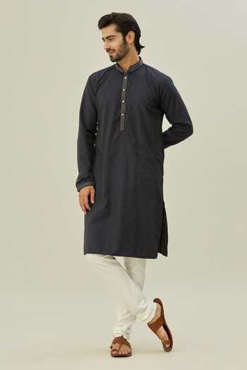 Buy Arihant Rai Sinha Blue Jacquard, Silk Embroidery Diamond Pattern Kurta Set Online at Aza Fashions Buy_Arihant Rai Sinha_Blue Jacquard, Silk Embroidery Diamond Pattern Kurta Set _Online_at_Aza_Fashions