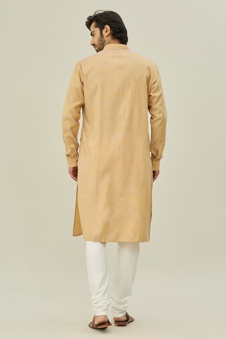 Shop Arihant Rai Sinha Brown Jacquard, Chanderi Checkered Woven Kurta Set at Aza Fashions Shop_Arihant Rai Sinha_Brown Jacquard, Chanderi Checkered Woven Kurta Set _at_Aza_Fashions