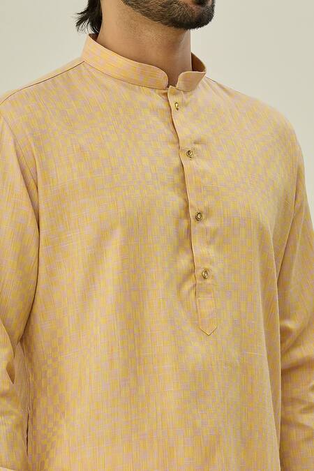 Shop Arihant Rai Sinha Brown Jacquard, Chanderi Checkered Woven Kurta Set Online at Aza Fashions Shop_Arihant Rai Sinha_Brown Jacquard, Chanderi Checkered Woven Kurta Set _Online_at_Aza_Fashions