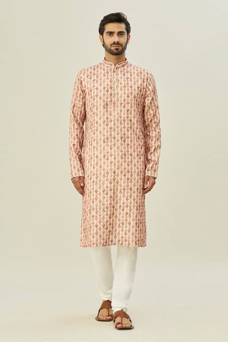 Arihant Rai Sinha_Brown Cotton Embroidery Mandala Butti Print Straight Kurta _Online_at_Aza_Fashions