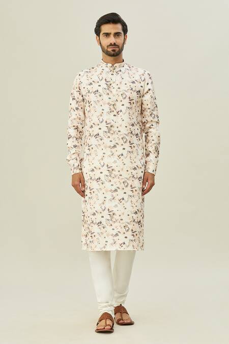 Buy Arihant Rai Sinha White Cotton Floral Print Kurta Online at Aza Fashions Buy_Arihant Rai Sinha_White Cotton Floral Print Kurta _Online_at_Aza_Fashions