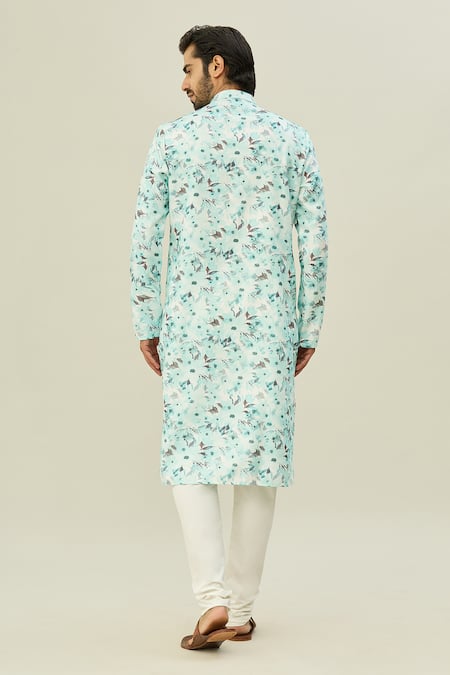 Shop Arihant Rai Sinha Blue Cotton Floral Bloom Print Kurta at Aza Fashions Shop_Arihant Rai Sinha_Blue Cotton Floral Bloom Print Kurta _at_Aza_Fashions