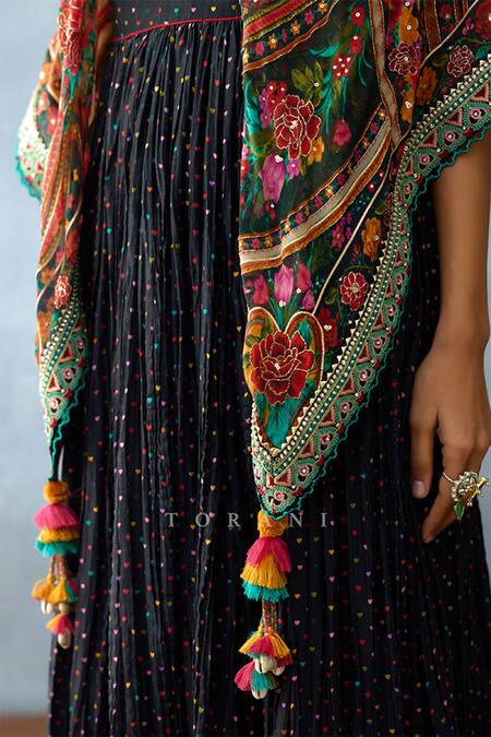 Buy Torani Blue Tassels Dil Shaad Zumena Scarf Online at Aza Fashions Buy_Torani_Blue Tassels Dil Shaad Zumena Scarf _Online_at_Aza_Fashions