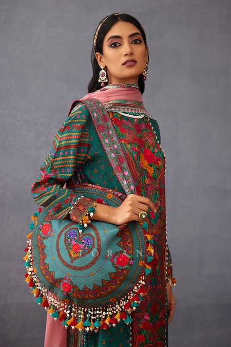 Torani Blue Tassels, Embroidery Dil Nawaz Aleez Bag Online at Aza Fashions Torani_Blue Tassels, Embroidery Dil Nawaz Aleez Bag _Online_at_Aza_Fashions