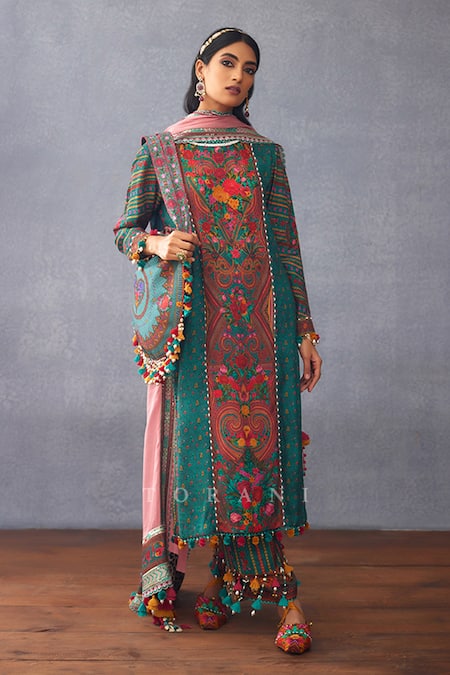 Shop Torani Blue Tassels, Embroidery Dil Nawaz Aleez Bag at Aza Fashions Shop_Torani_Blue Tassels, Embroidery Dil Nawaz Aleez Bag _at_Aza_Fashions