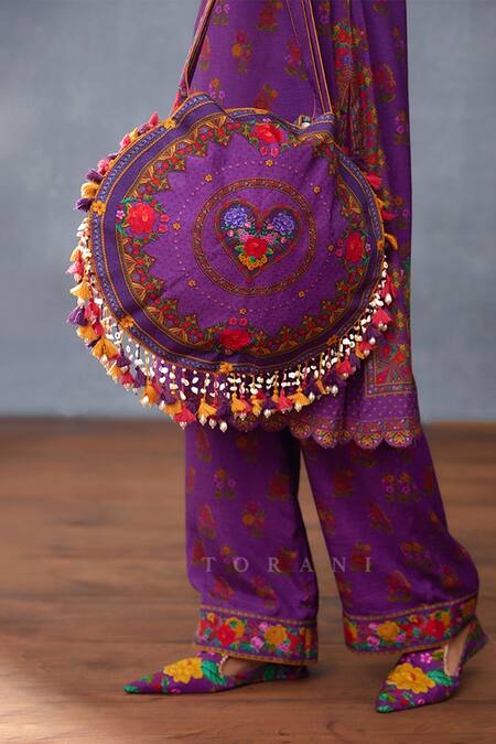 Torani Purple Tassels, Embroidery Dil Kusha Rabia Bag Online at Aza Fashions Torani_Purple Tassels, Embroidery Dil Kusha Rabia Bag _Online_at_Aza_Fashions