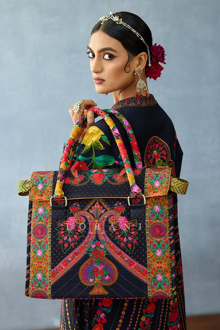 Shop Torani Black Embroidery Dil Shaad Aifa Handbag Online at Aza Fashions Shop_Torani_Black Embroidery Dil Shaad Aifa Handbag _Online_at_Aza_Fashions