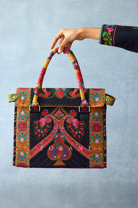 Shop Torani Black Embroidery Dil Shaad Aifa Handbag at Aza Fashions Shop_Torani_Black Embroidery Dil Shaad Aifa Handbag _at_Aza_Fashions