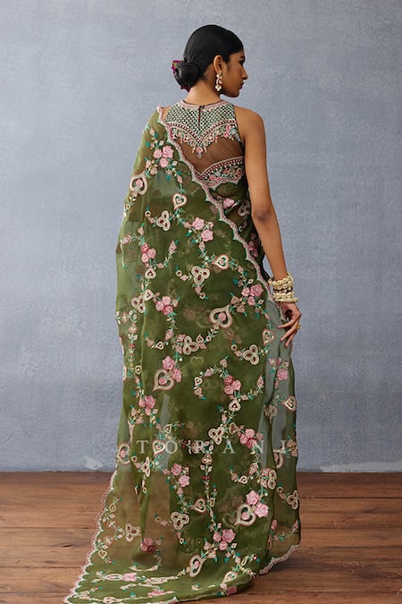 Shop Torani Green Organza Embroidery Dil Raaz Raha Printed Saree at Aza Fashions Shop_Torani_Green Organza Embroidery Dil Raaz Raha Printed Saree _at_Aza_Fashions