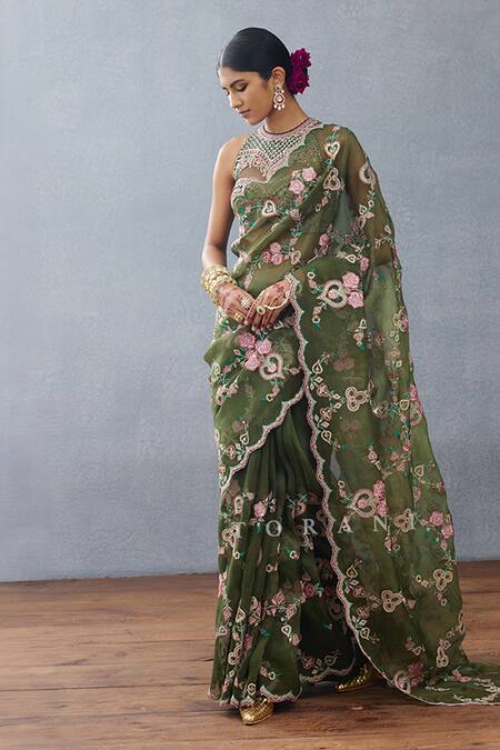 Buy Torani Green Organza Embroidery Dil Raaz Raha Printed Saree Online at Aza Fashions Buy_Torani_Green Organza Embroidery Dil Raaz Raha Printed Saree _Online_at_Aza_Fashions