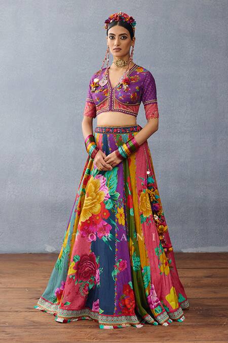 Torani_Purple Organza, Jersey Embroidery, Lace, Tassels Dil Kusha Javari Lehenga Set_Online_at_Aza_Fashions
