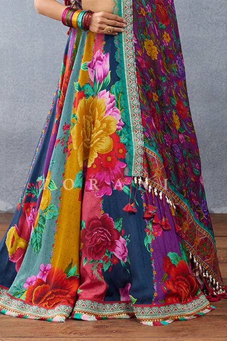 Buy_Torani_Purple Organza, Jersey Embroidery, Lace, Tassels Dil Kusha Javari Lehenga Set_Online_at_Aza_Fashions