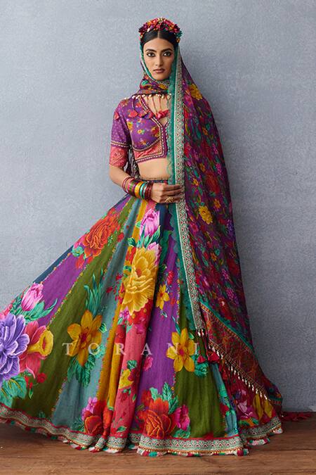 Shop_Torani_Purple Organza, Jersey Embroidery, Lace, Tassels Dil Kusha Javari Lehenga Set_Online_at_Aza_Fashions