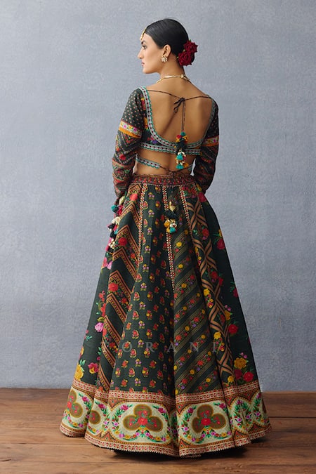 Shop Torani Green Jersey Tassels, Embroidery Dil Shaad Rukmani Printed Lehenga Set at Aza Fashions Shop_Torani_Green Jersey Tassels, Embroidery Dil Shaad Rukmani Printed Lehenga Set _at_Aza_Fashions