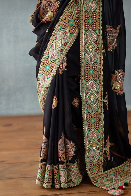Torani Black Organza Embroidery, Tassels Dil Shaad Farehat Saree Online at Aza Fashions Torani_Black Organza Embroidery, Tassels Dil Shaad Farehat Saree _Online_at_Aza_Fashions