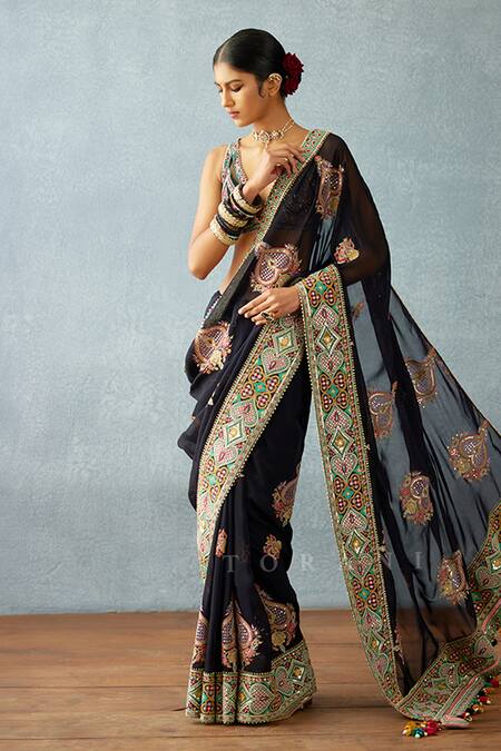 Buy Torani Black Organza Embroidery, Tassels Dil Shaad Farehat Saree Online at Aza Fashions Buy_Torani_Black Organza Embroidery, Tassels Dil Shaad Farehat Saree _Online_at_Aza_Fashions