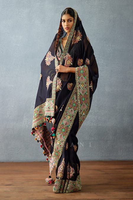 Shop Torani Black Organza Embroidery, Tassels Dil Shaad Farehat Saree Online at Aza Fashions Shop_Torani_Black Organza Embroidery, Tassels Dil Shaad Farehat Saree _Online_at_Aza_Fashions
