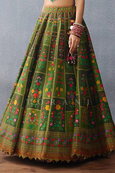 Torani Green Organza, Jersey Embroidery, Dil Naaz Sakaria Floral Print Lehenga Set Online at Aza Fashions Torani_Green Organza, Jersey Embroidery, Dil Naaz Sakaria Floral Print Lehenga Set _Online_at_Aza_Fashions