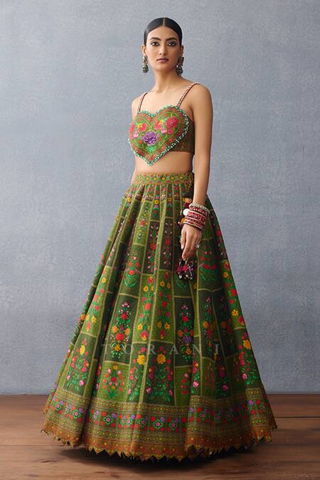 Buy Torani Green Organza, Jersey Embroidery, Dil Naaz Sakaria Floral Print Lehenga Set Online at Aza Fashions Buy_Torani_Green Organza, Jersey Embroidery, Dil Naaz Sakaria Floral Print Lehenga Set _Online_at_Aza_Fashions