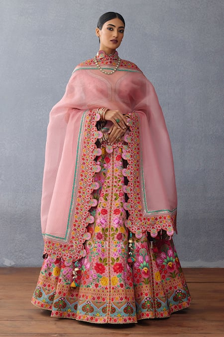 Shop Torani Pink Silk Embroidery, Tassels Boat Neck Dil Ruba Arasi Digital Print Lehenga Set Online at Aza Fashions Shop_Torani_Pink Silk Embroidery, Tassels Boat Neck Dil Ruba Arasi Digital Print Lehenga Set _Online_at_Aza_Fashions