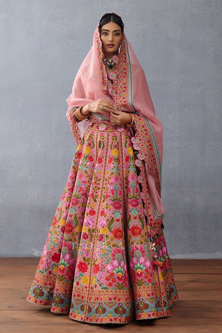 Buy Torani Pink Silk Embroidery, Tassels Boat Neck Dil Ruba Arasi Digital Print Lehenga Set Buy_Torani_Pink Silk Embroidery, Tassels Boat Neck Dil Ruba Arasi Digital Print Lehenga Set