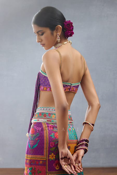 Buy Torani Purple Silk Gota Patti Sweetheart Neck Dil Rang Aziza Fringy Blouse Buy_Torani_Purple Silk Gota Patti Sweetheart Neck Dil Rang Aziza Fringy Blouse