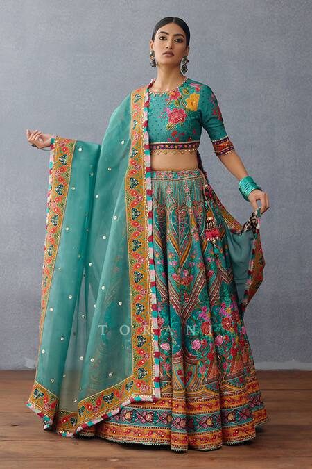 Buy Torani Green Silk, Organza Embroidery, Sequins, Dil Nawaz Iram Print Lehenga Set Online at Aza Fashions Buy_Torani_Green Silk, Organza Embroidery, Sequins, Dil Nawaz Iram Print Lehenga Set _Online_at_Aza_Fashions