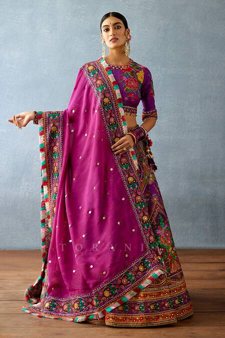 Buy Torani Purple Jersey, Silk Sequins, Tassels High Dil Kusha Navi Phool Print Lehenga Set Online at Aza Fashions Buy_Torani_Purple Jersey, Silk Sequins, Tassels High Dil Kusha Navi Phool Print Lehenga Set _Online_at_Aza_Fashions