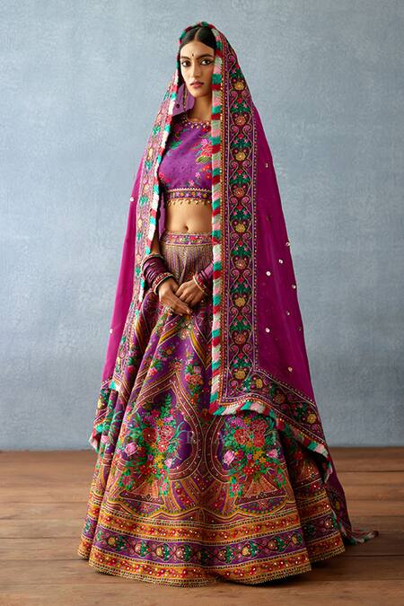Shop Torani Purple Jersey, Silk Sequins, Tassels High Dil Kusha Navi Phool Print Lehenga Set Online at Aza Fashions Shop_Torani_Purple Jersey, Silk Sequins, Tassels High Dil Kusha Navi Phool Print Lehenga Set _Online_at_Aza_Fashions