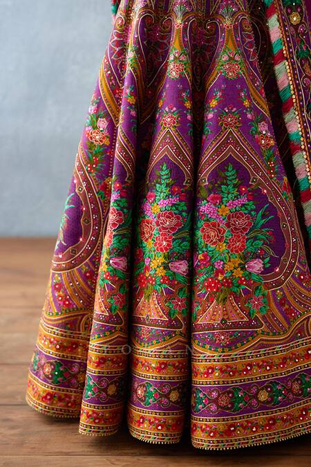 Buy Torani Purple Jersey, Silk Sequins, Tassels High Dil Kusha Navi Phool Print Lehenga Set Buy_Torani_Purple Jersey, Silk Sequins, Tassels High Dil Kusha Navi Phool Print Lehenga Set