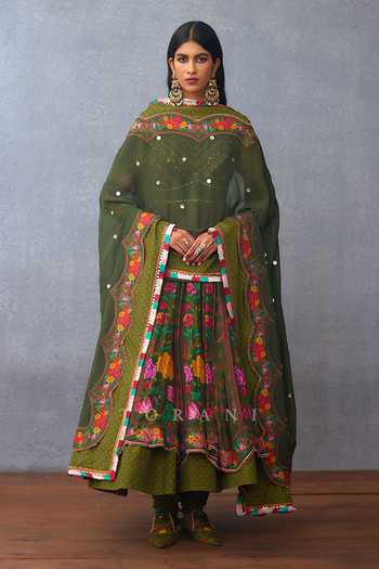 Buy Torani Green Organza, Jersey, Silk Metallic Dil Saaz Asima Gullista Print Anarkali Set Buy_Torani_Green Organza, Jersey, Silk Metallic Dil Saaz Asima Gullista Print Anarkali Set