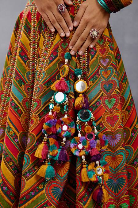 Shop Torani Red Organza, Jersey Beads, Embroidery, Dil Rang Haniya Print Bridal Lehenga Set Online at Aza Fashions Shop_Torani_Red Organza, Jersey Beads, Embroidery, Dil Rang Haniya Print Bridal Lehenga Set _Online_at_Aza_Fashions