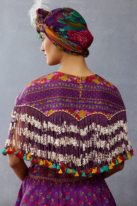 Buy Torani Purple Silk Sequins, Tassels Round Neck Dil Kusha Ava Print Lehenga And Blouse Set Buy_Torani_Purple Silk Sequins, Tassels Round Neck Dil Kusha Ava Print Lehenga And Blouse Set