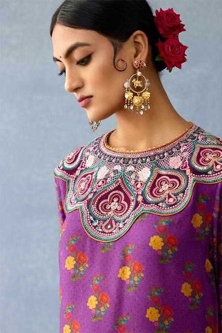 Buy Torani Purple Kota Doria, Silk Embroidery, Sequins, Dil Kusha Sameena Print Kurta Set Online at Aza Fashions Buy_Torani_Purple Kota Doria, Silk Embroidery, Sequins, Dil Kusha Sameena Print Kurta Set _Online_at_Aza_Fashions