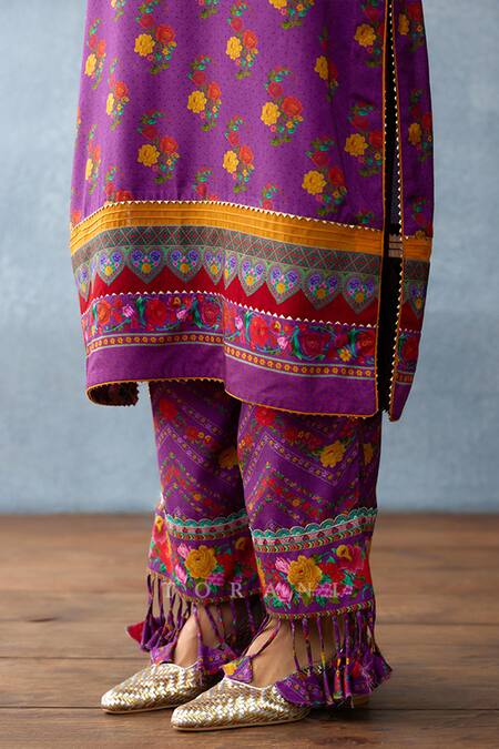 Shop Torani Purple Kota Doria, Silk Embroidery, Sequins, Dil Kusha Sameena Print Kurta Set Online at Aza Fashions Shop_Torani_Purple Kota Doria, Silk Embroidery, Sequins, Dil Kusha Sameena Print Kurta Set _Online_at_Aza_Fashions