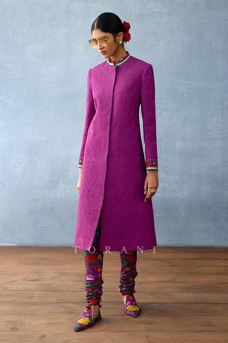 Torani Purple Cotton, Silk Embroidery Dil Kusha Maryam Paisley Pattern Kurta Set Online at Aza Fashions Torani_Purple Cotton, Silk Embroidery Dil Kusha Maryam Paisley Pattern Kurta Set _Online_at_Aza_Fashions