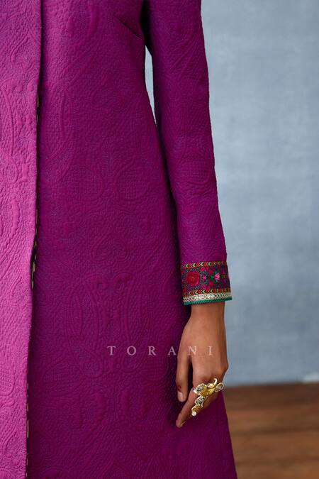 Torani Purple Cotton, Silk Embroidery Dil Kusha Maryam Paisley Pattern Kurta Set at Aza Fashions Torani_Purple Cotton, Silk Embroidery Dil Kusha Maryam Paisley Pattern Kurta Set _at_Aza_Fashions