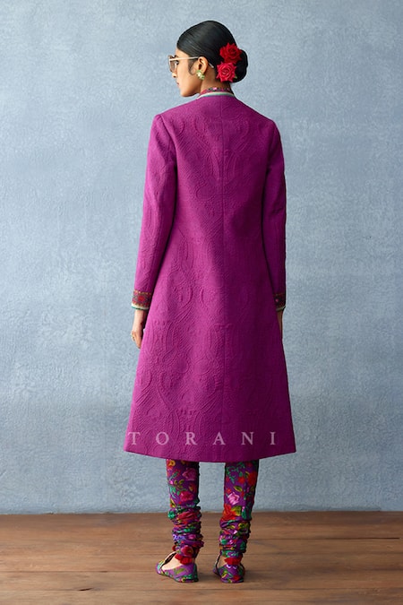 Shop Torani Purple Cotton, Silk Embroidery Dil Kusha Maryam Paisley Pattern Kurta Set at Aza Fashions Shop_Torani_Purple Cotton, Silk Embroidery Dil Kusha Maryam Paisley Pattern Kurta Set _at_Aza_Fashions